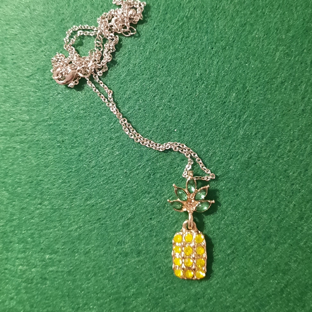 SilverTone Yellow GoldTone Pineapple Necklace